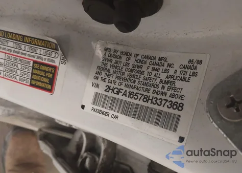 2008 Honda Civic Lx из США, поврежденный, VIN 2HGFA16578H337368